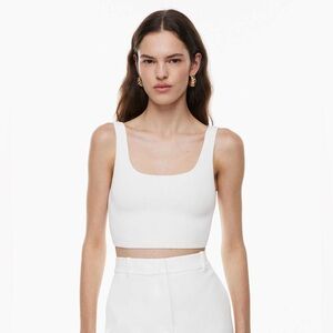 Aritzia babaton Sculpt Knit Squareneck Cropped Tank - white